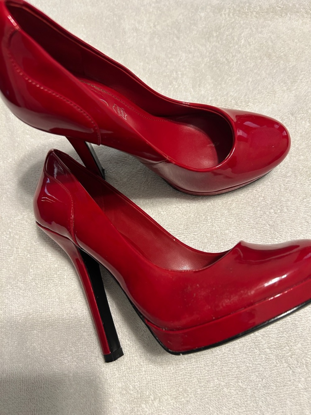 Aldo Red Patent Platform Stiletto Pumps